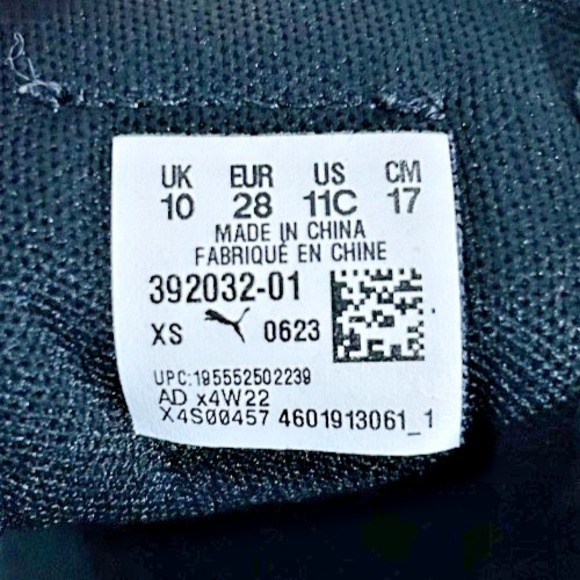 Puma Smash v2 Kids Black Sneakers Youth Size 10 US Leather Lace Up - Picture 7 of 7